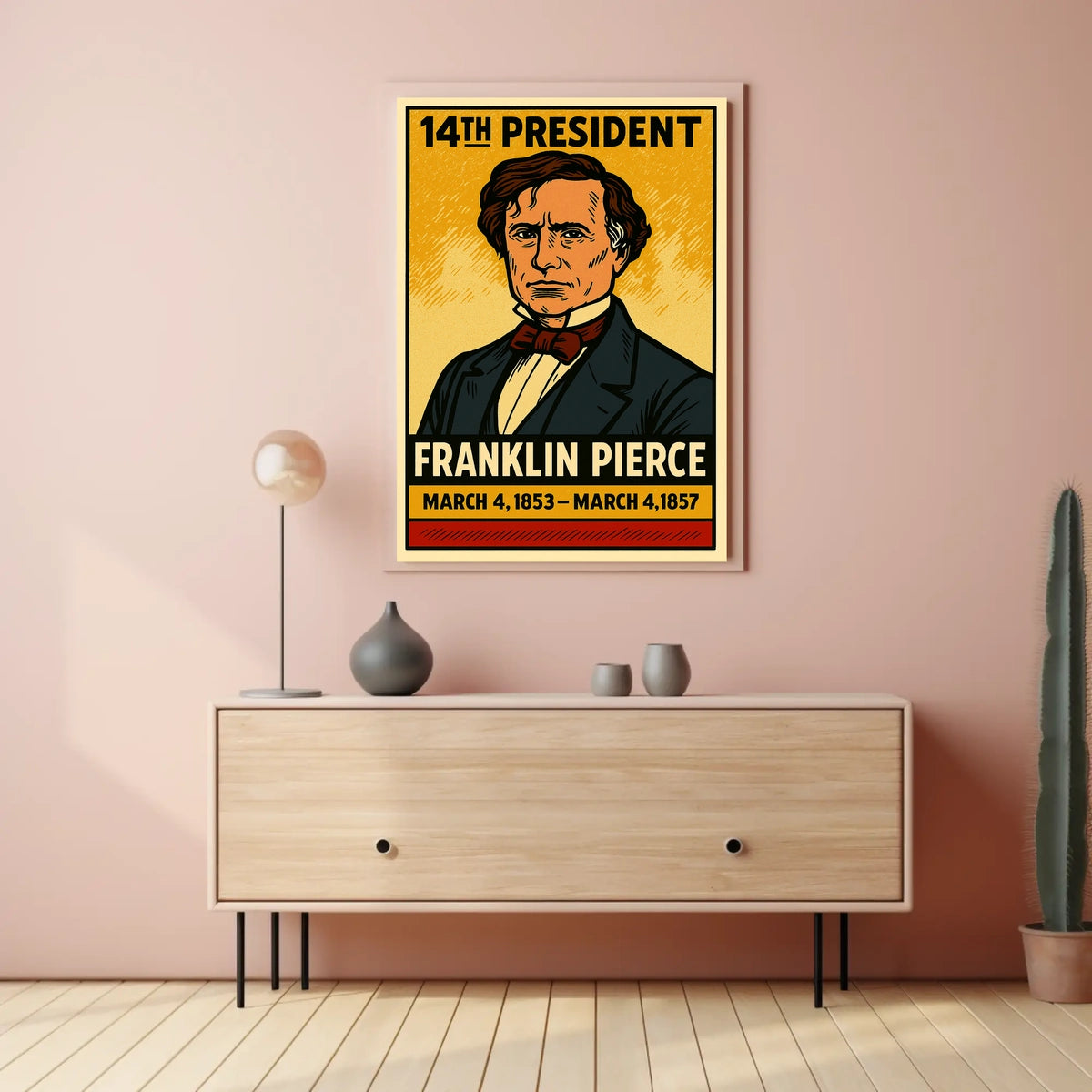 Franklin Pierce 14th President of the United States Inked Comic Style Poster