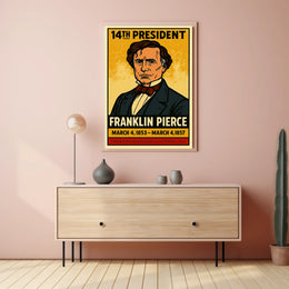 Franklin Pierce 14th President of the United States Inked Comic Style Poster