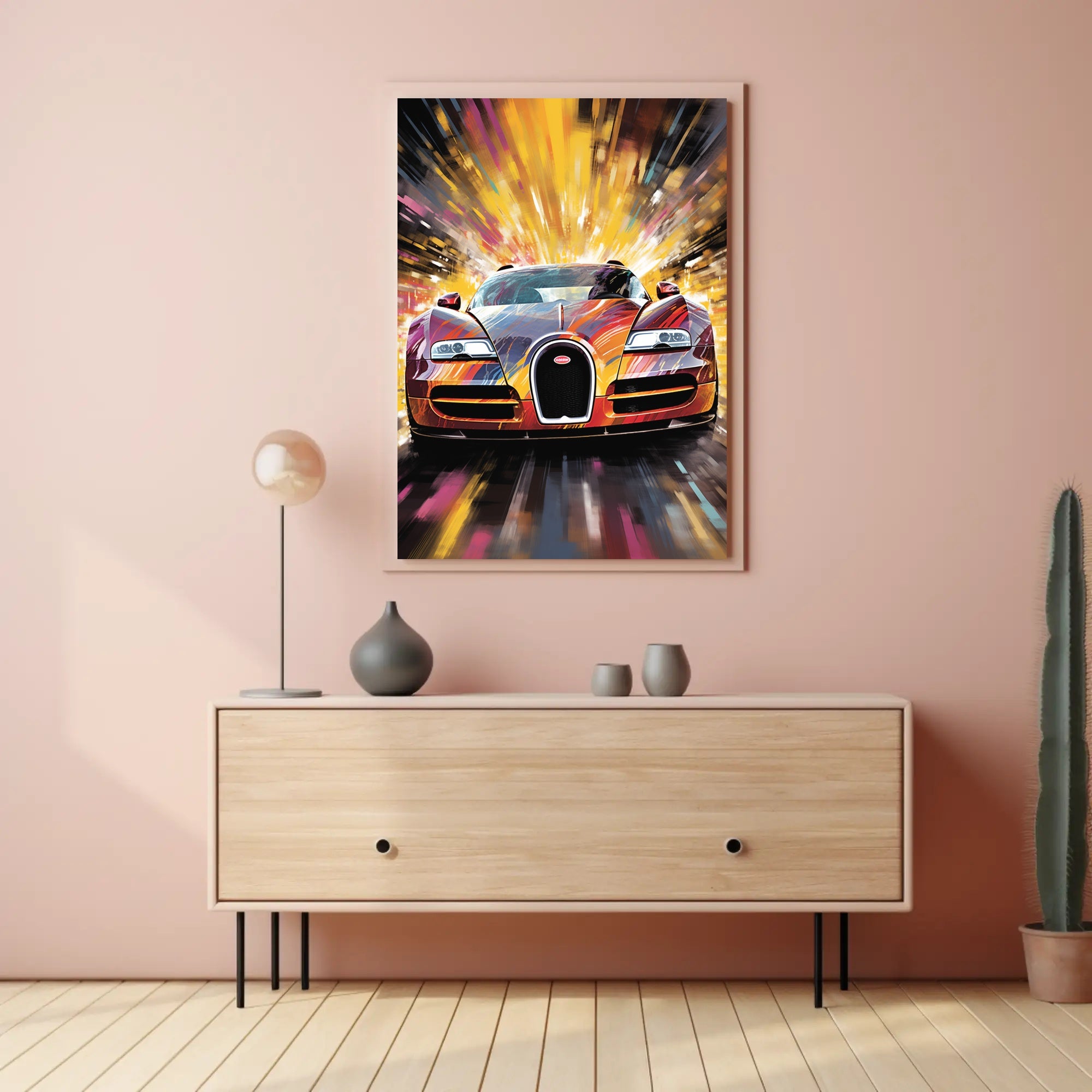 Fiery Sports Car Speed Chase Poster
