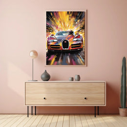 Fiery Sports Car Speed Chase Poster