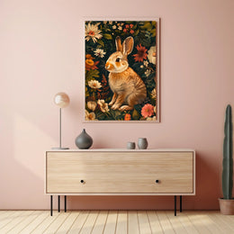 Floral Rabbit Portrait Wall Art Print