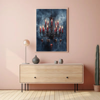 Gothic Chandelier with Skulls Abstract Poster
