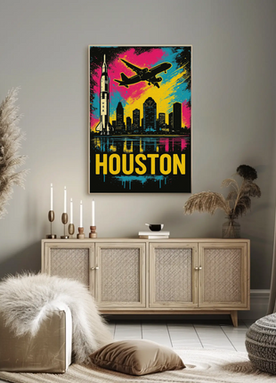 Houston Texas Rocket City Skyline Art Poster