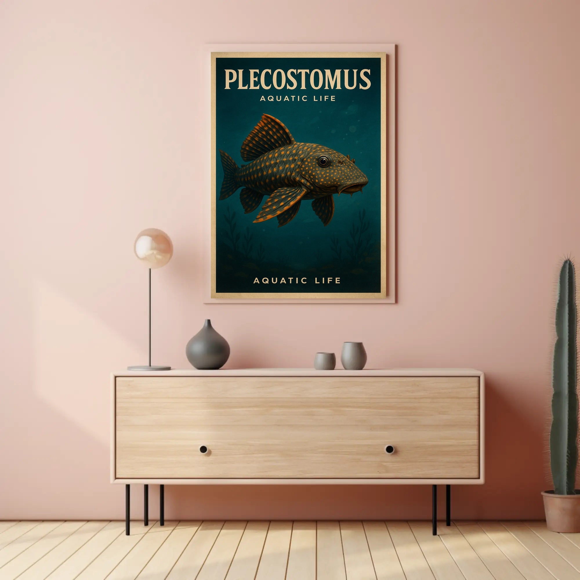 Plecostomus Fish Illustration: Educational or Infographic Poster