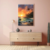 Tropical Sunset Serenity on Beach Travel Poster