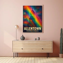 Allentown Clock Tower Vibrant Modern Art Urban Cityscape Rainbow Gradient Poster