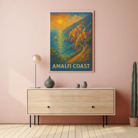 Amalfi Coast Poster Wall Art 18x24 Inch Print Coastal Decor