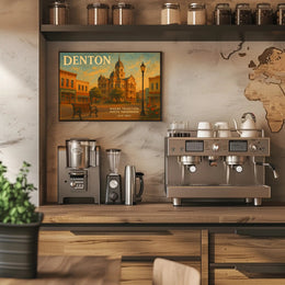 Denton Travel Poster: Heritage Meets Future Art