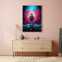 Cosmic Astronaut Adventure Art Print - Futuristic Sci-Fi Poster
