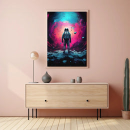 Cosmic Astronaut Adventure Art Print - Futuristic Sci-Fi Poster