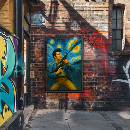Elvis Starry Night Warrior Strength In Stars Vintage Travel Poster