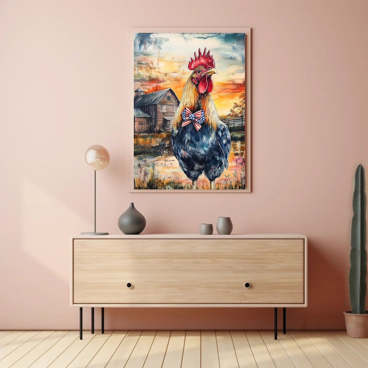 rooster crowing proudly at sunrise Poster