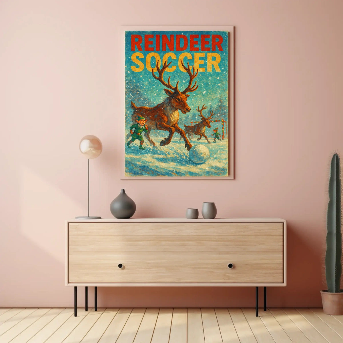 Reindeer Soccer Festive Winter Wonderland Poster