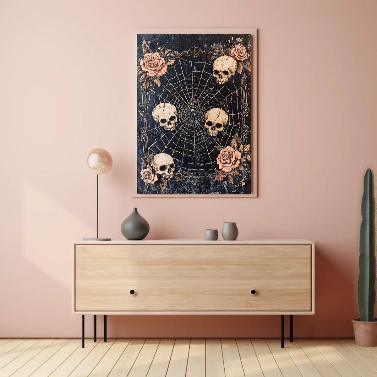 Dark Gothic Spider and Skulls Artistry - Artistic Poster