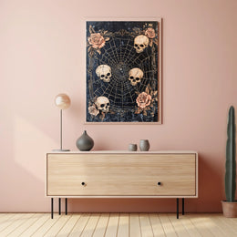 Dark Gothic Spider and Skulls Artistry - Artistic Poster