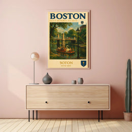 Boston Swan Boats Vintage Travel Poster