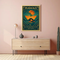 Vintage Car and Mountain Landscape Poster