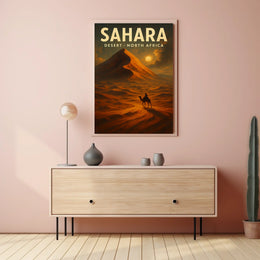 Sahara Desert Camel Adventure Travel Cinematic Poster