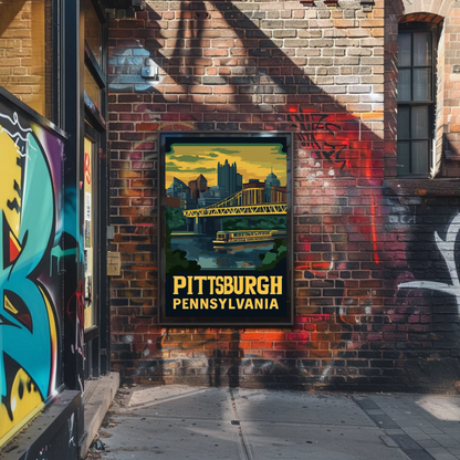 Pittsburgh, Pennsylvania Vintage Travel Poster