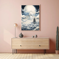 Majestic Moonlit Mount Fuji Japanese Heritage Poster