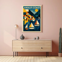 Amalfi Coast Geometric Art Poster Coastal Wall Art Print