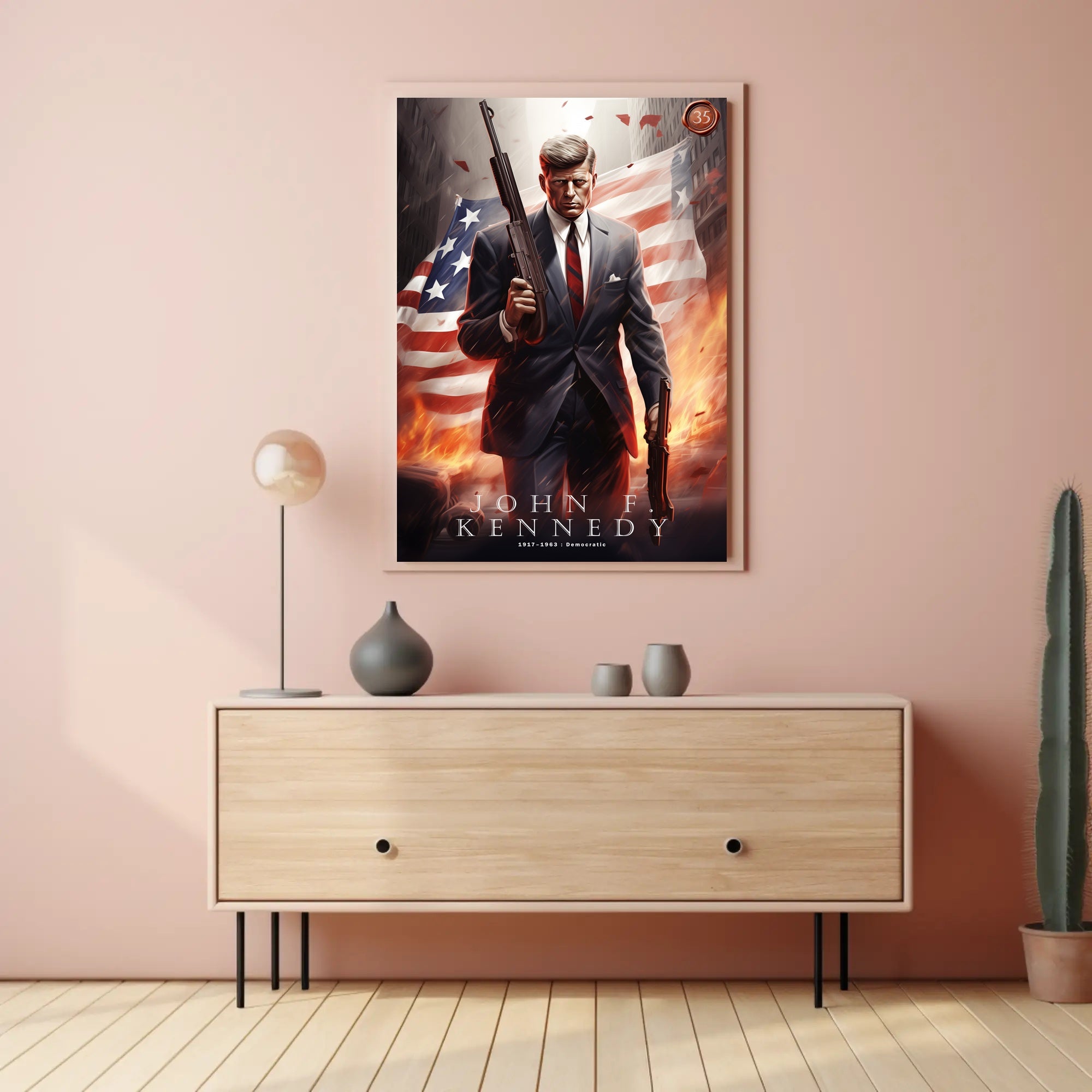 John F. Kennedy Illustrated Poster
