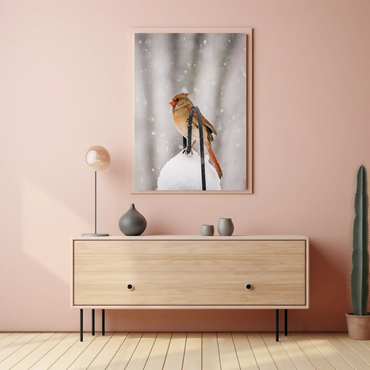 Winter Bird in Snowfall: Serene Animal Poster