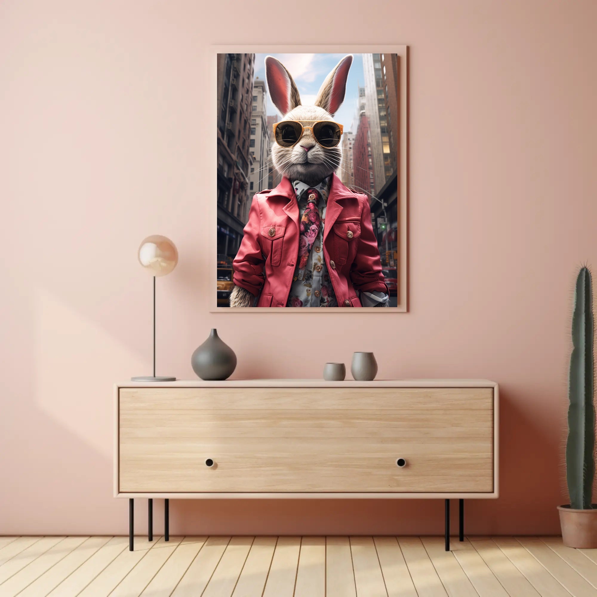 Stylish Rabbit In The City Poster