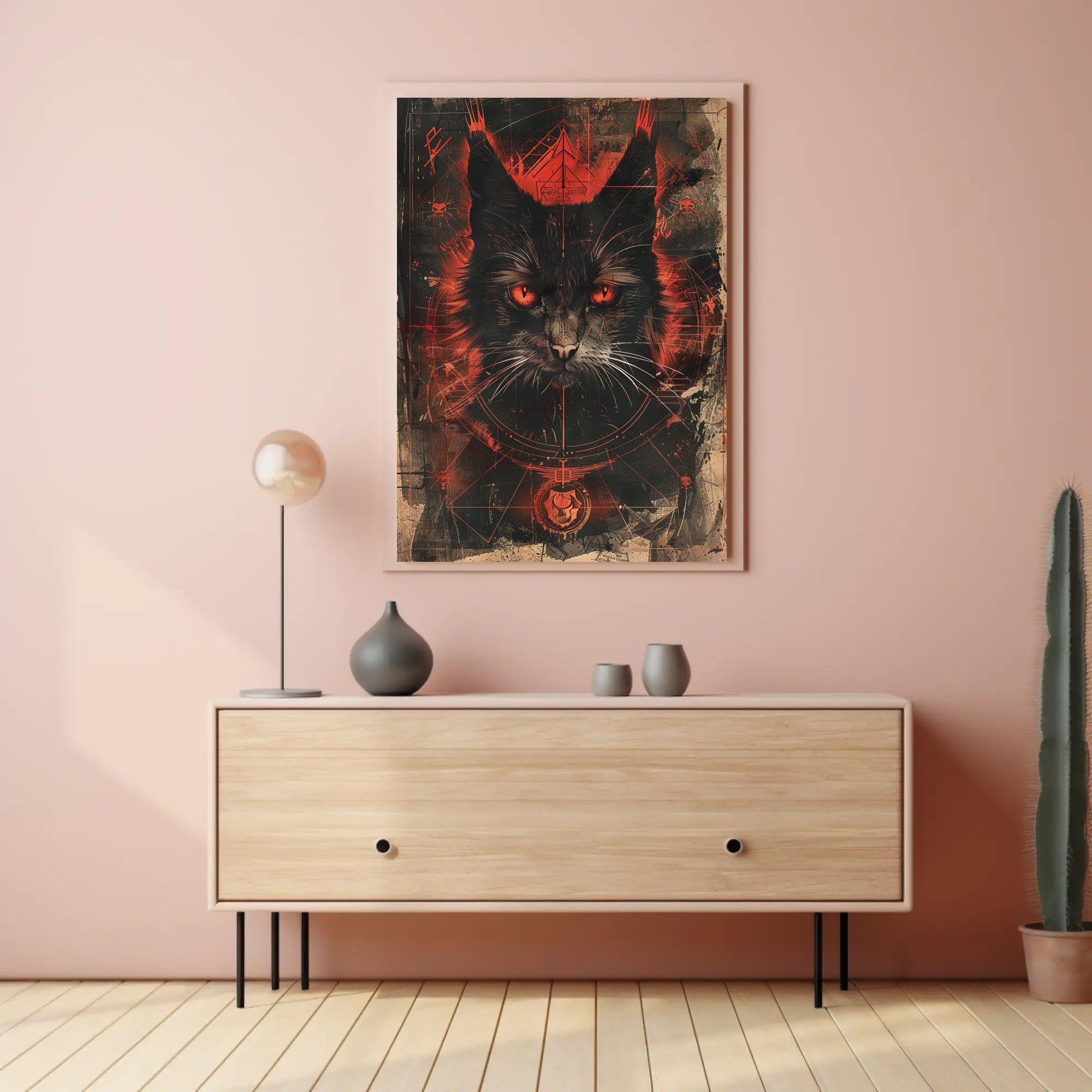 Mystical Cat Portrait Art Print Wall Decor for Home and Office PosterGoat