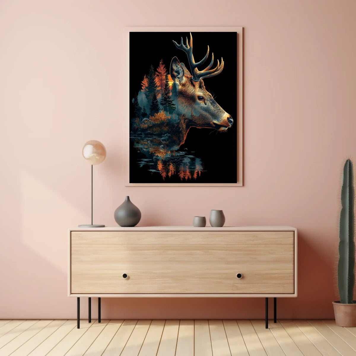 Deer and Nature Surreal Art Poster Decor