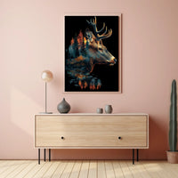 Deer and Nature Surreal Art Poster Decor