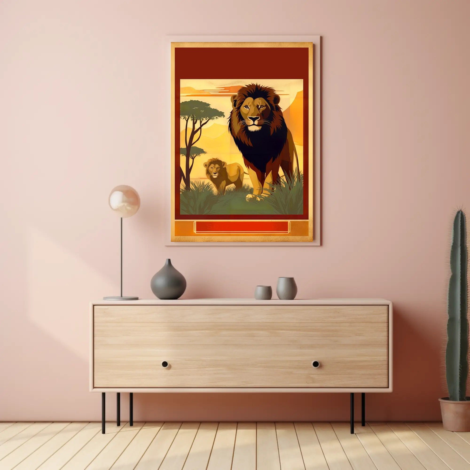 Majestic Lions in the Savannah Poster