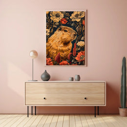 Capybara in Bloom Wall Art Print
