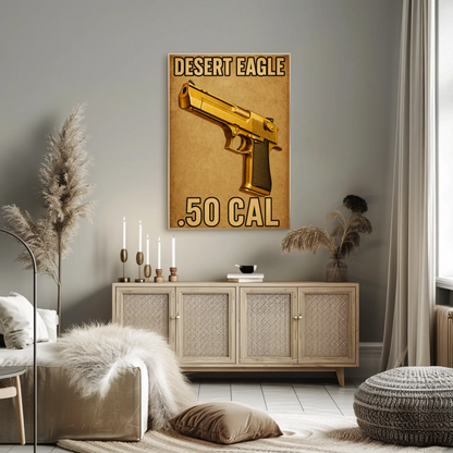 Desert Eagle Golden 50 Cal Metallic Firearm Pistol Gun Poster