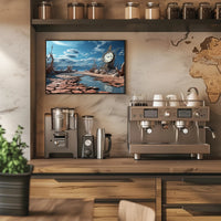 Surrealistic Timepiece in Arid Dreamscape Artistic Poster