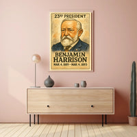 Benjamin Harrison 23rd President of the United States Exaggerated Cartoon Sketch Poster