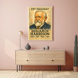 Benjamin Harrison 23rd President of the United States Exaggerated Cartoon Sketch Poster
