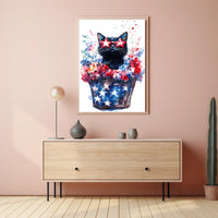 Black Cat With Star Shaped Sunglasses American Poster