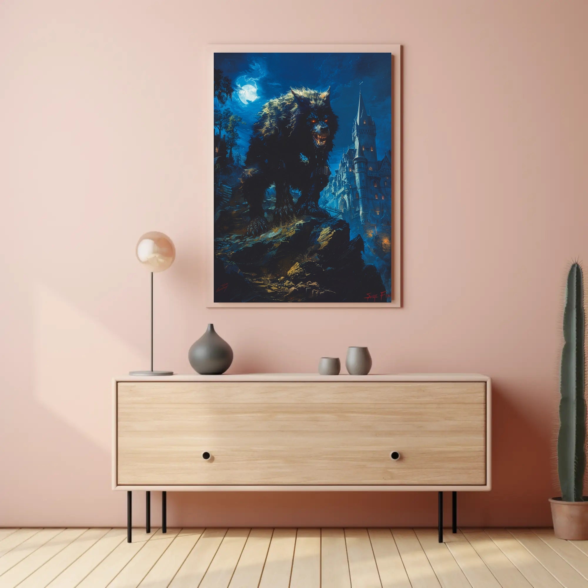 Moonlit Beast Wall Art Print Poster for Home Decor PosterGoat