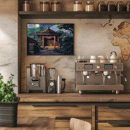 Moonlit Japanese Temple Pixel Art Poster