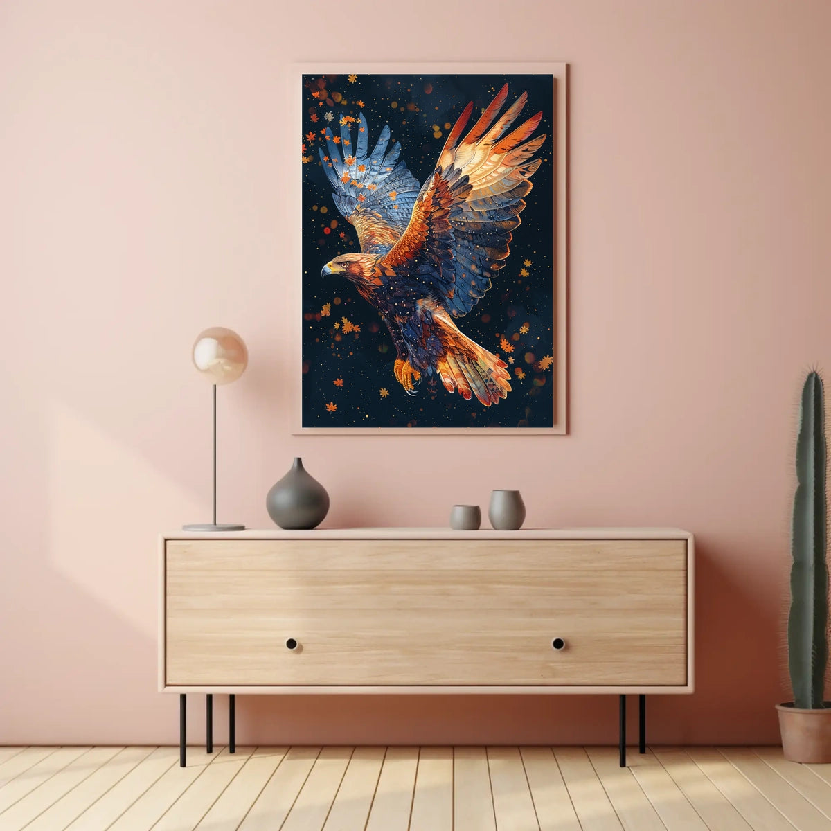 Majestic Eagle in Flight Autumn Art Poster
