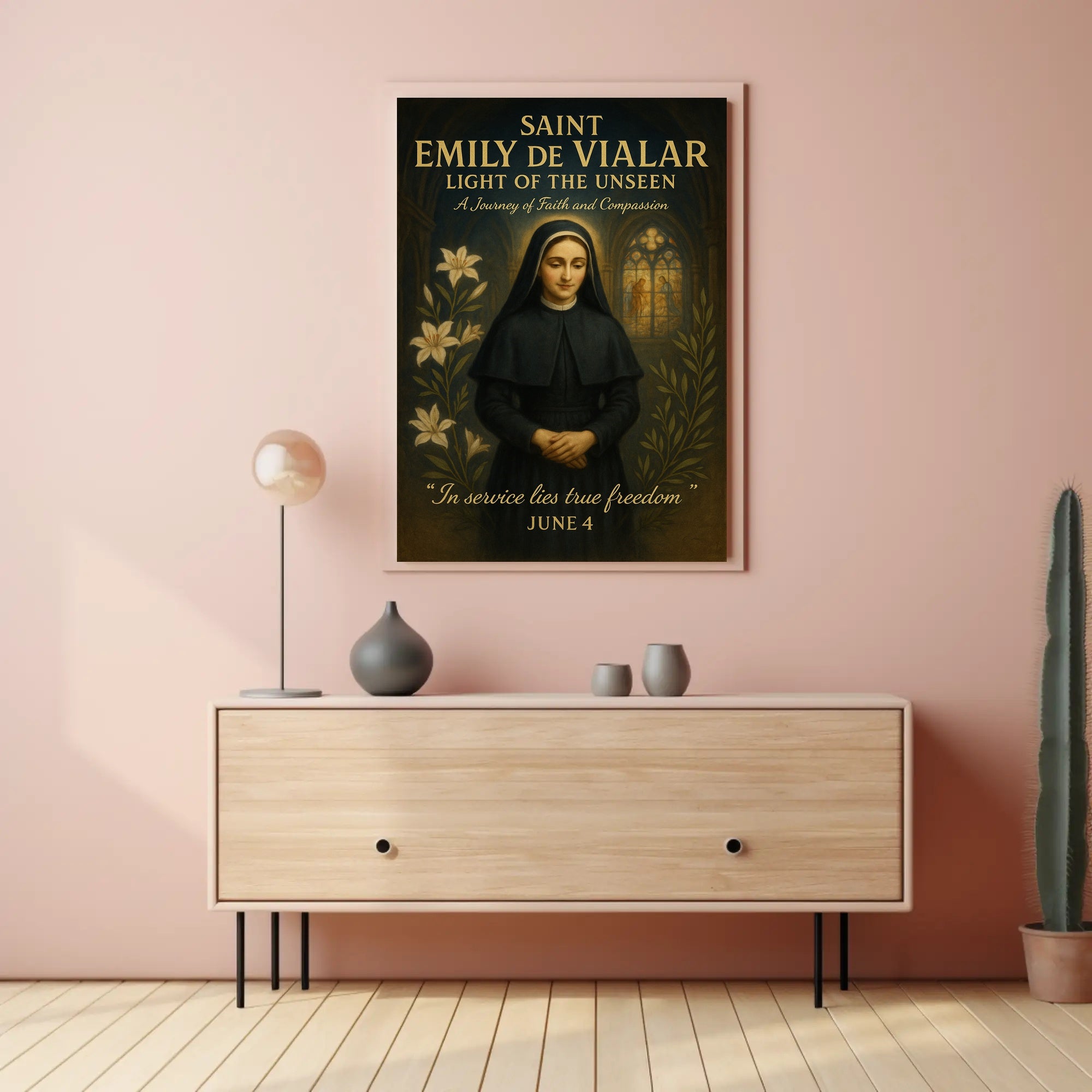 Saint Emily de Vialar Vintage Religious Artwork Poster