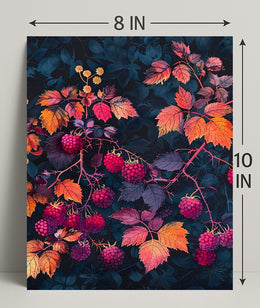 Raspberry Branches Illustration: Abstract or Artistic Poster