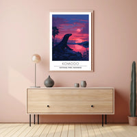 Komodo Dragon Sunset in Indonesia: National Park Poster