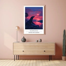 Komodo Dragon Sunset in Indonesia: National Park Poster