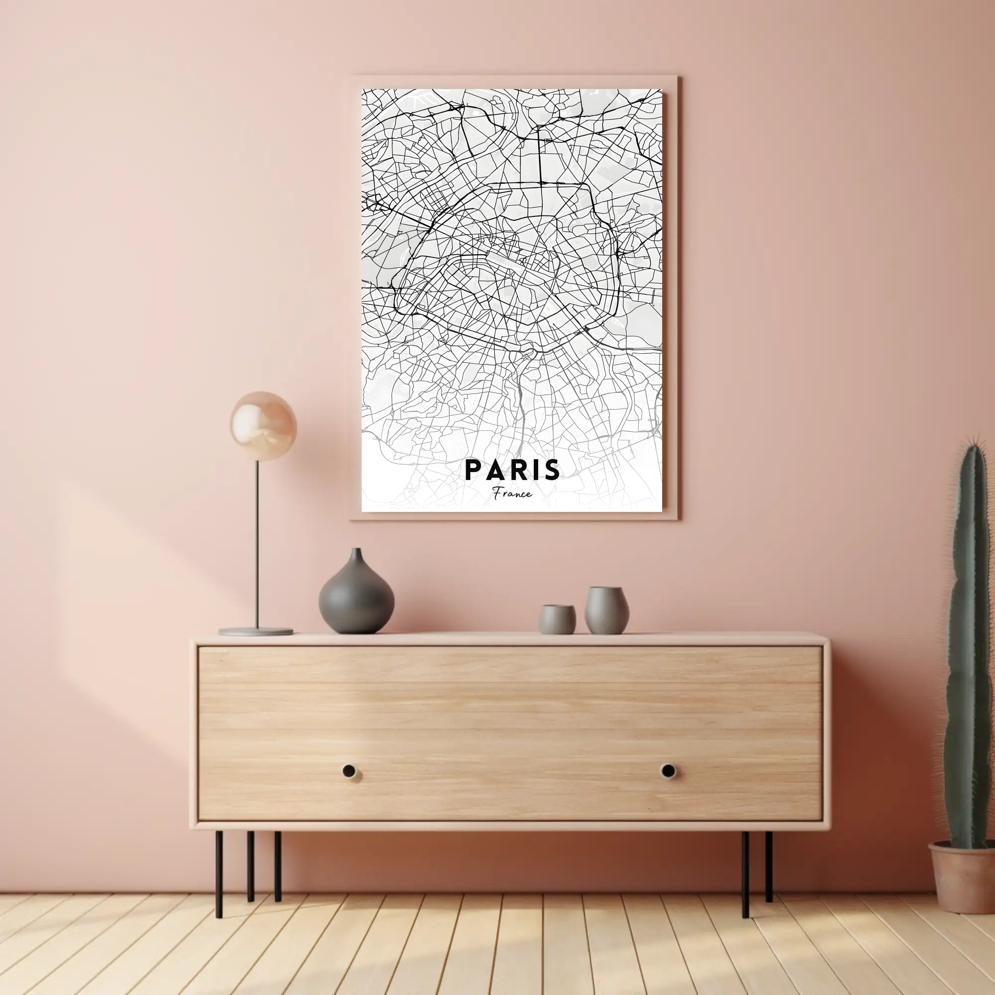 Minimalist Black and White Paris Map Urban Poster