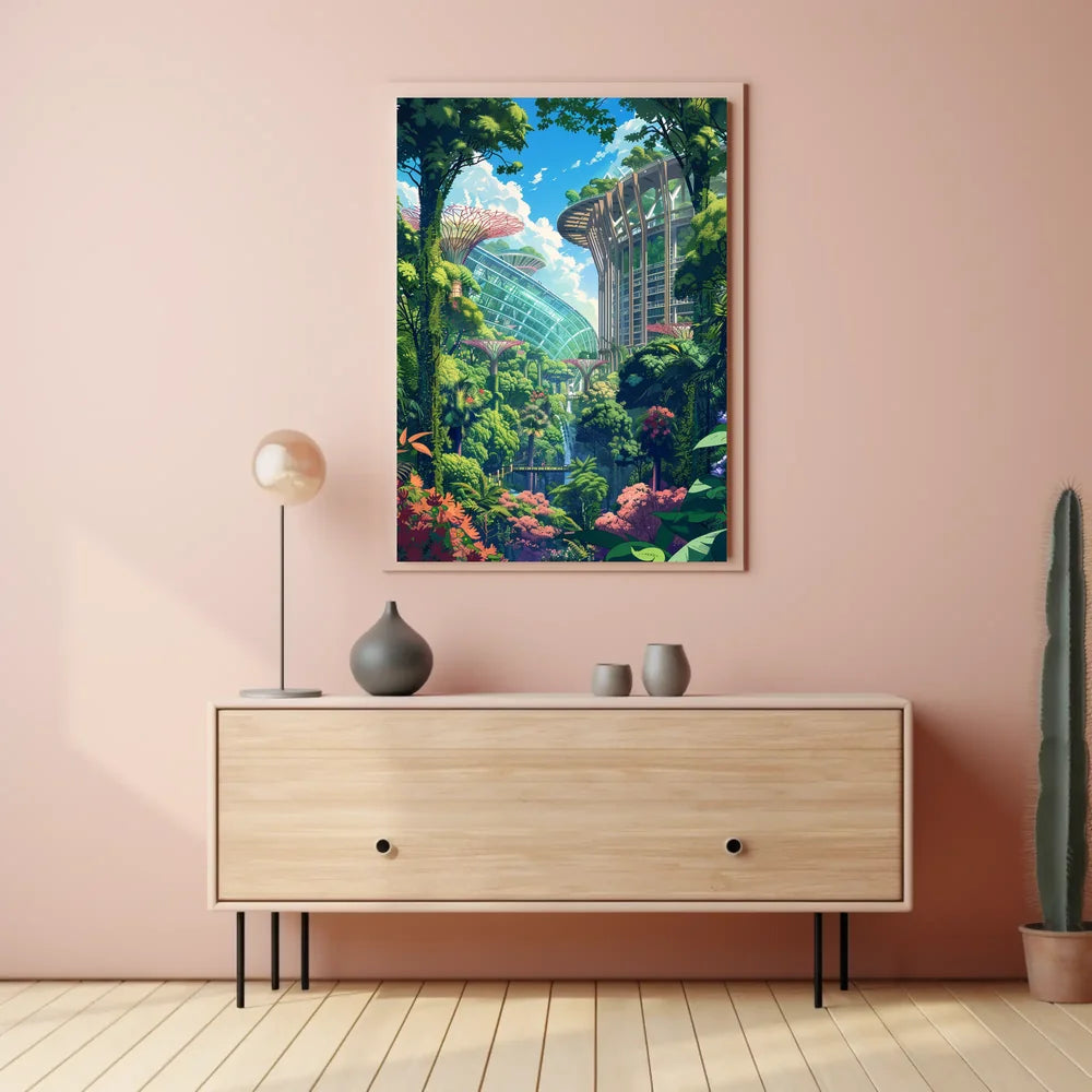 Futuristic Garden Cityscape Poster: Nature Meets Innovation