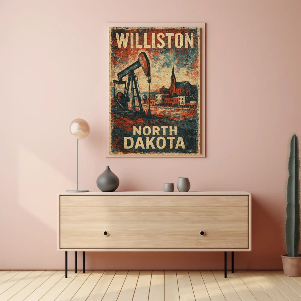 Williston North Dakota Travel Wanderlust Minimalist Poster