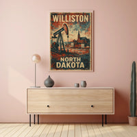 Williston North Dakota Travel Wanderlust Minimalist Poster