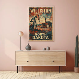 Williston North Dakota Travel Wanderlust Minimalist Poster